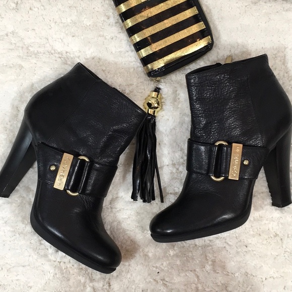 calvin klein fara leather booties
